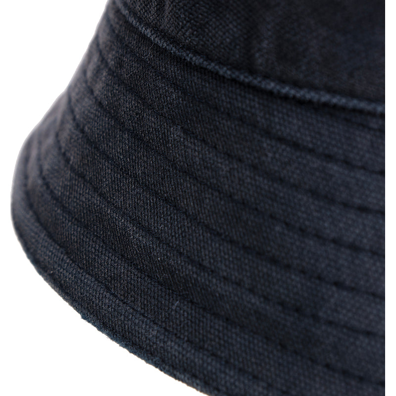sz XS NEW $895 PRADA Navy Blue Rustic Cotton Canvas LOGO-Embroidered BUCKET HAT