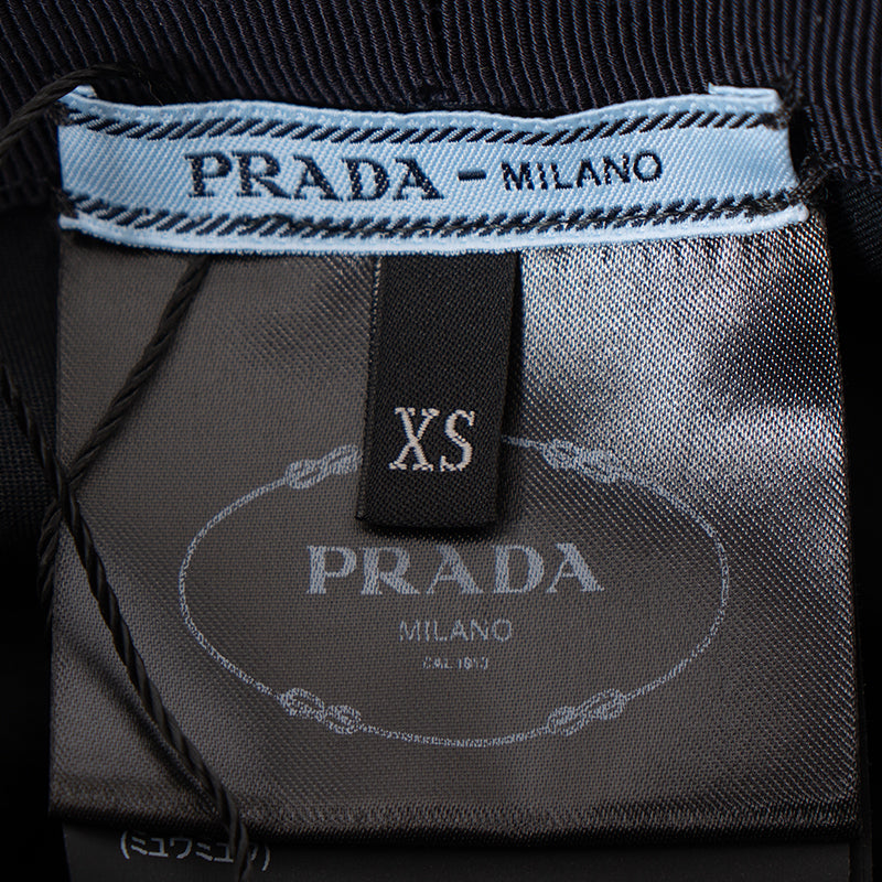 sz XS NEW $895 PRADA Navy Blue Rustic Cotton Canvas LOGO-Embroidered BUCKET HAT