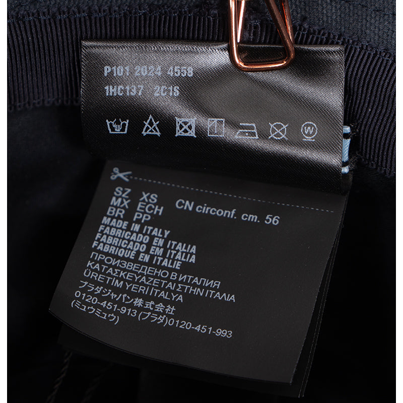 sz XS NEW $895 PRADA Navy Blue Rustic Cotton Canvas LOGO-Embroidered BUCKET HAT