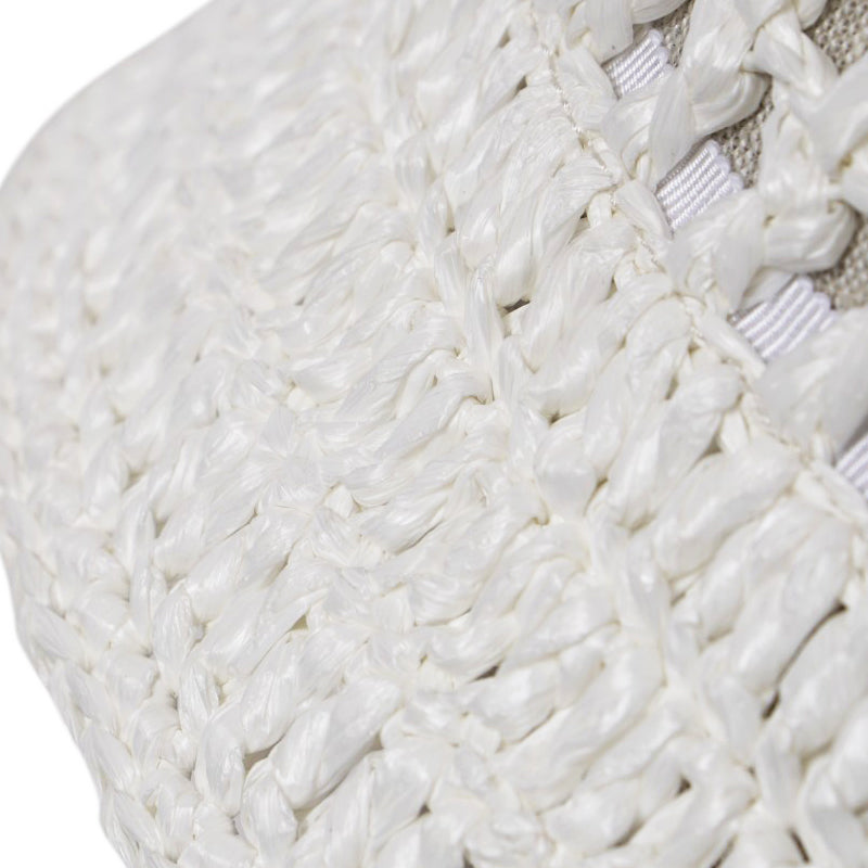 S NEW $1,020 PRADA White CROCHET RAFFIA Viscose LOGO Summer Vacation BUCKET HAT