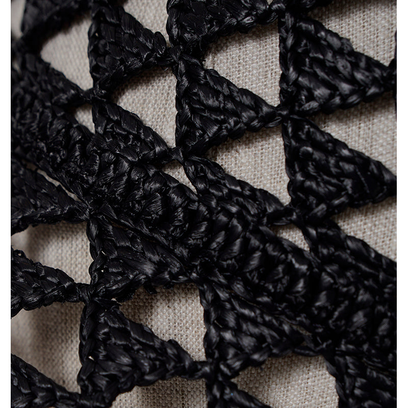 S/M NEW $1,050 PRADA Black CROCHET RAFFIA Viscose LOGO Summer Vacation BUCKET HAT