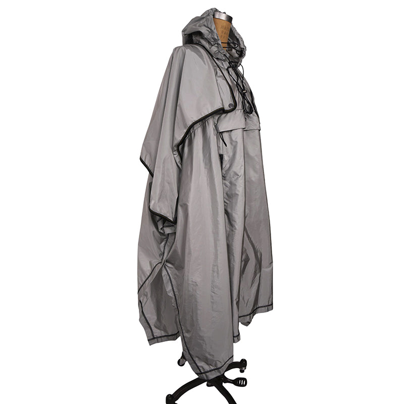 sz 36 XS NEW $2,410 PRADA Gray RE-NYLON 2-Piece Long PONCHO CAPE Light JACKET