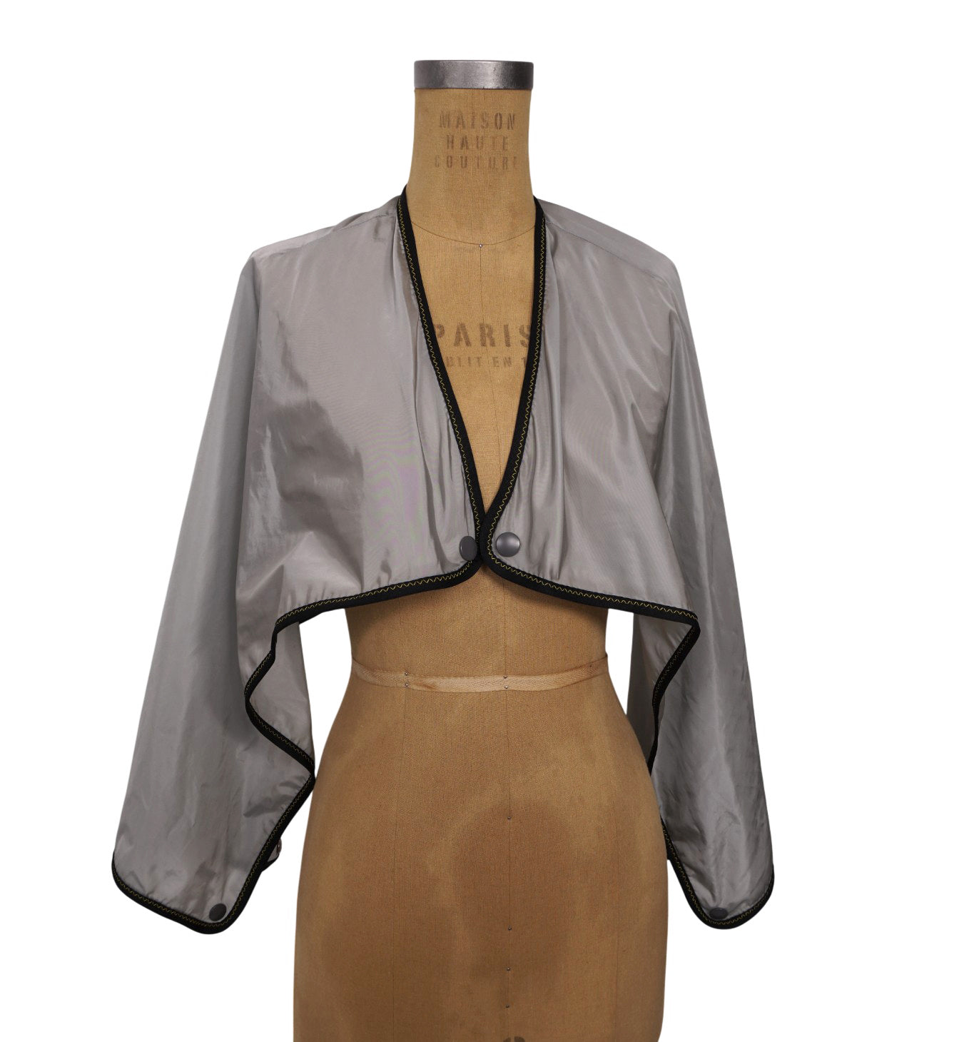 sz 36 XS NEW $2,410 PRADA Gray RE-NYLON 2-Piece Long PONCHO CAPE Light JACKET