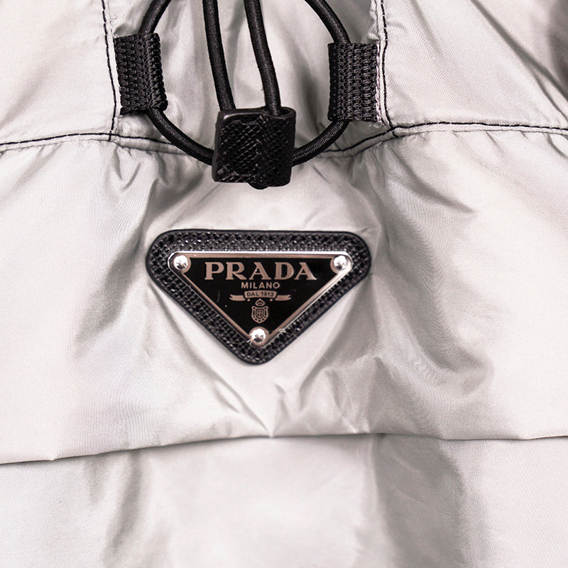 sz 36 XS NEW $2,410 PRADA Gray RE-NYLON 2-Piece Long PONCHO CAPE Light JACKET