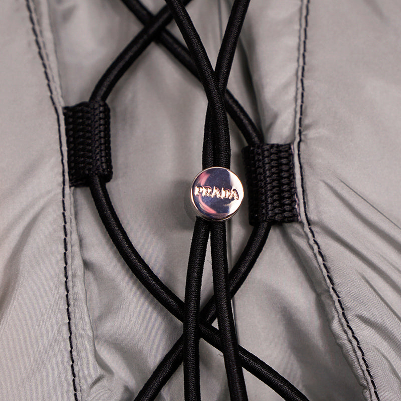 sz 36 XS NEW $2,410 PRADA Gray RE-NYLON 2-Piece Long PONCHO CAPE Light JACKET