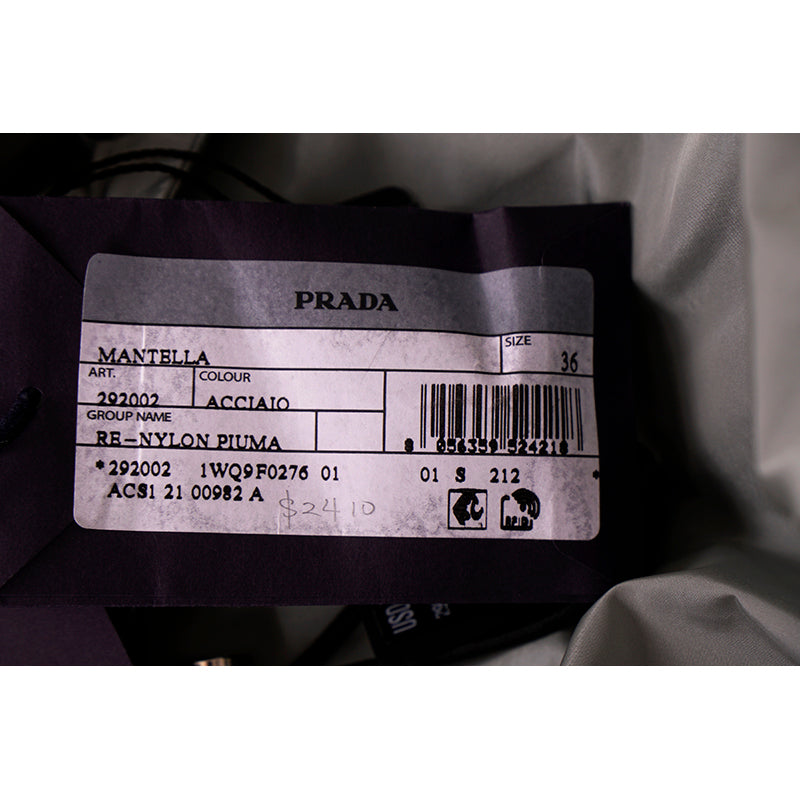 sz 36 XS NEW $2,410 PRADA Gray RE-NYLON 2-Piece Long PONCHO CAPE Light JACKET