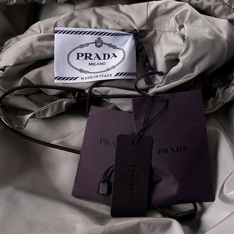 sz 36 XS NEW $2,410 PRADA Gray RE-NYLON 2-Piece Long PONCHO CAPE Light JACKET