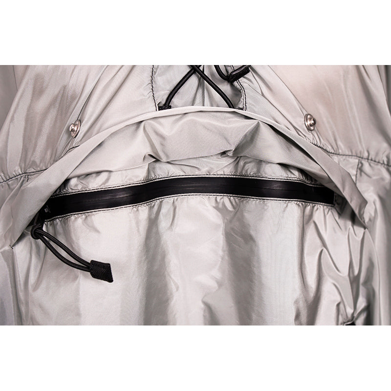 sz 36 XS NEW $2,410 PRADA Gray RE-NYLON 2-Piece Long PONCHO CAPE Light JACKET