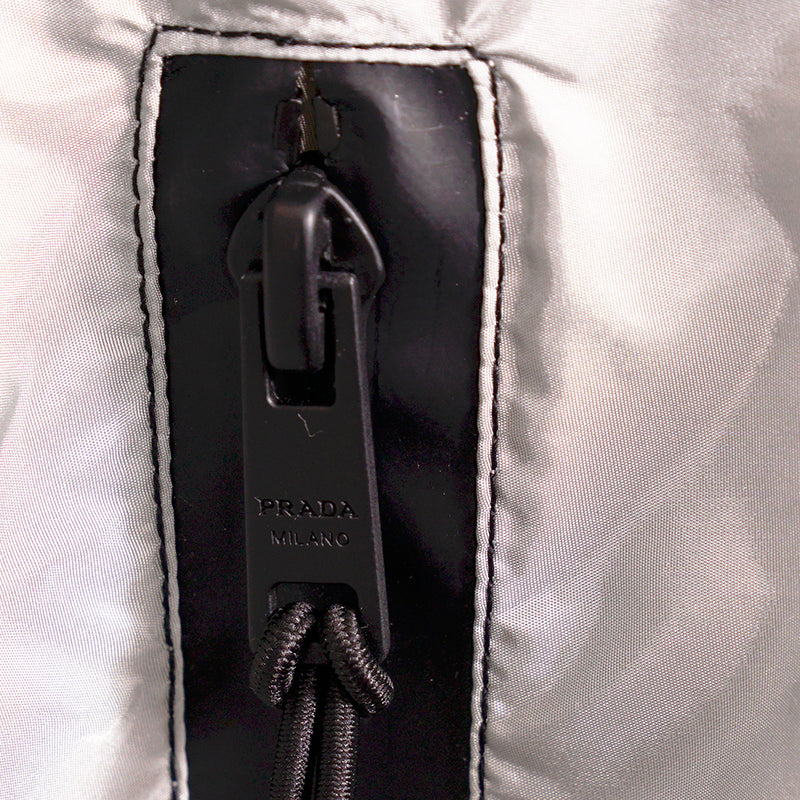 sz 36 XS NEW $2,410 PRADA Gray RE-NYLON 2-Piece Long PONCHO CAPE Light JACKET