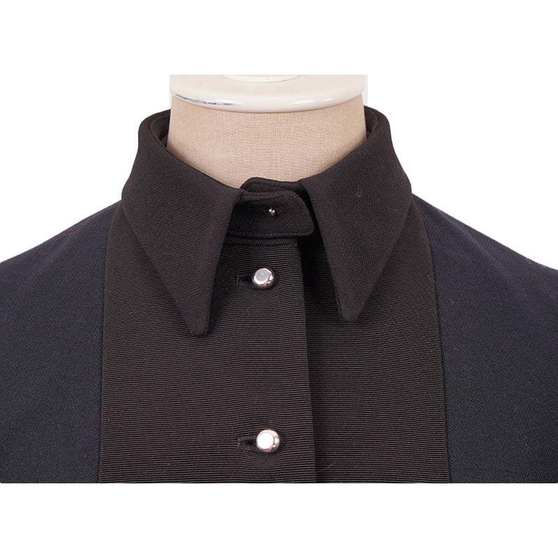 38 NEW $4,100 PRADA Navy BLACK BIB Accent Virgin Wool Point Collar SUIT JACKET