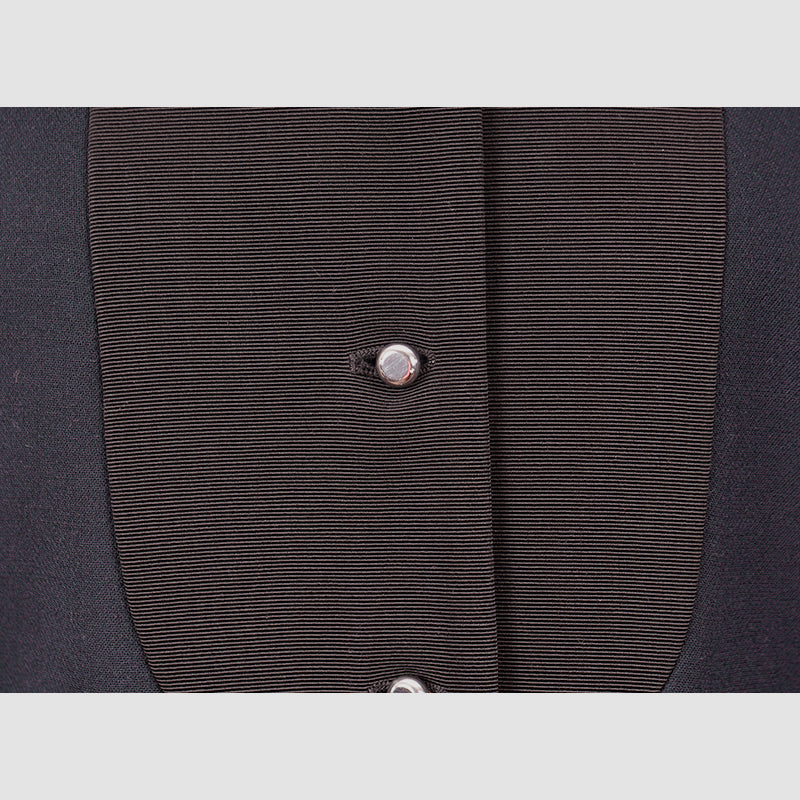 38 NEW $4,100 PRADA Navy BLACK BIB Accent Virgin Wool Point Collar SUIT JACKET