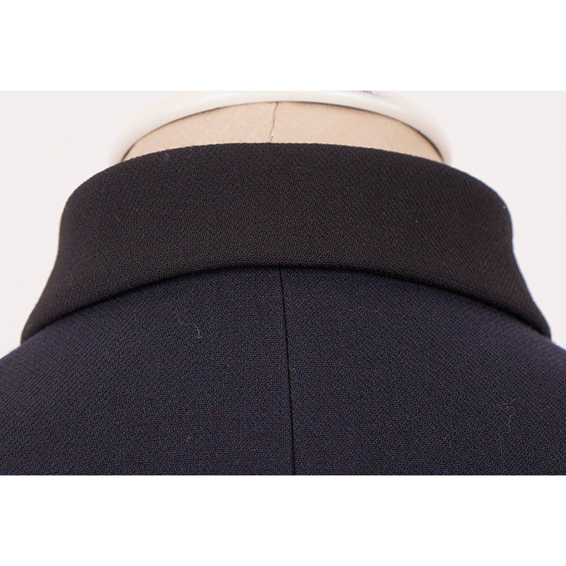 38 NEW $4,100 PRADA Navy BLACK BIB Accent Virgin Wool Point Collar SUIT JACKET