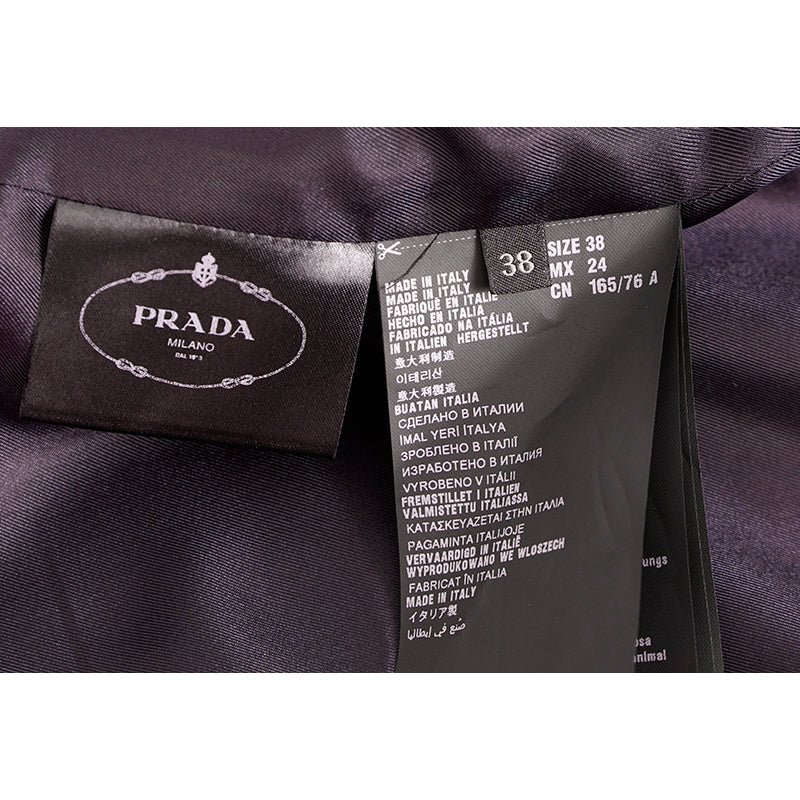 38 NEW $4,100 PRADA Navy BLACK BIB Accent Virgin Wool Point Collar SUIT JACKET