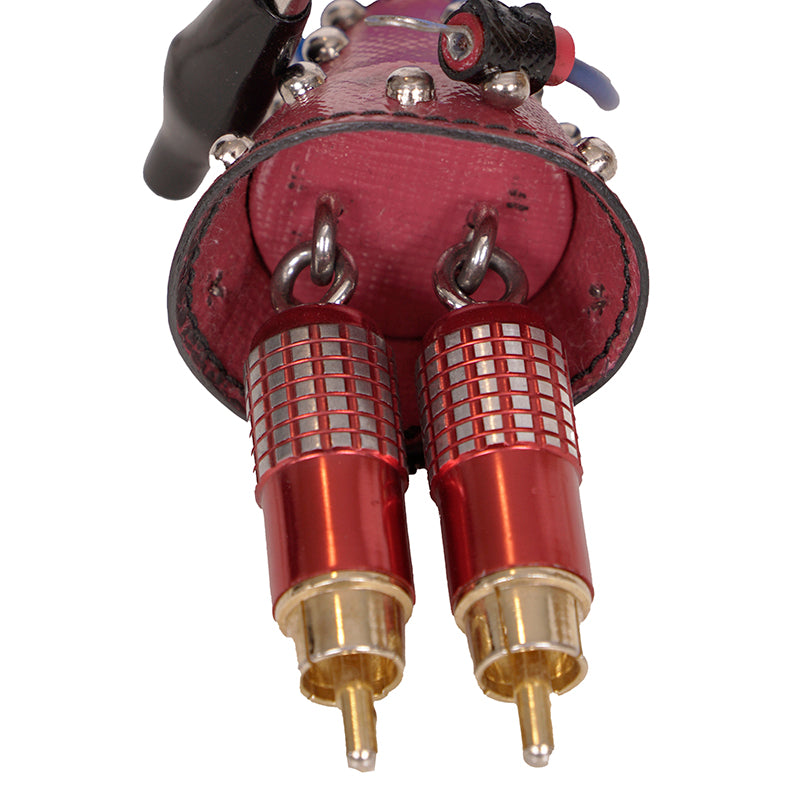 NEW $725 PRADA Saffiano Leather Metal Annie BUNNY RABBIT ROBOT Key Ring BAG FOB