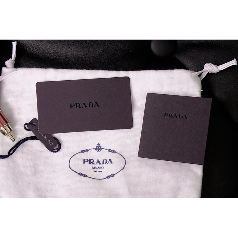 NEW $725 PRADA Saffiano Leather Metal Annie BUNNY RABBIT ROBOT Key Ring BAG FOB