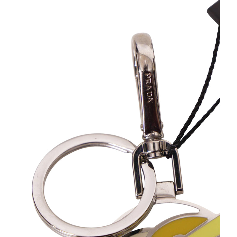 NEW $590 PRADA JAMES JEAN Ivory Silver ROBOT MONKEY Key Chain BAG