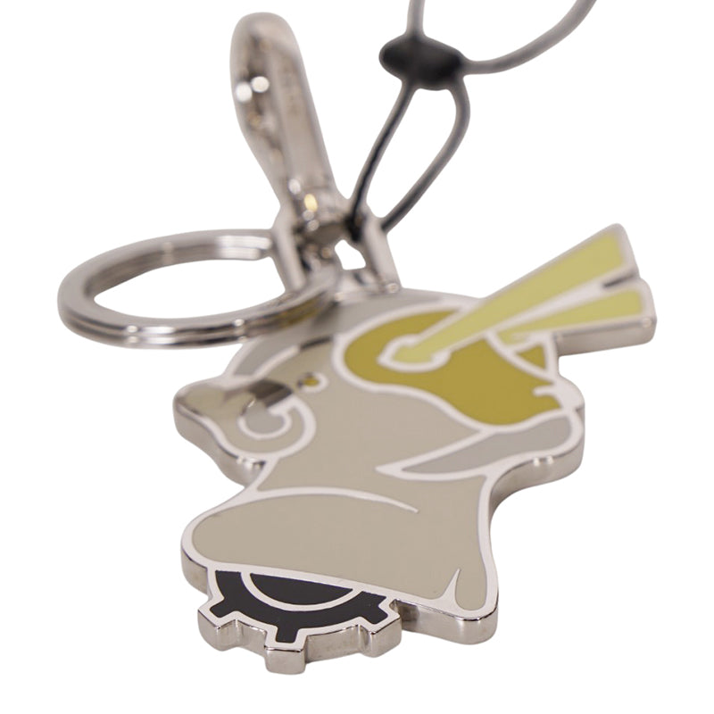 NEW $590 PRADA JAMES JEAN Ivory Silver ROBOT MONKEY Key Chain BAG CHARM FOB NIB