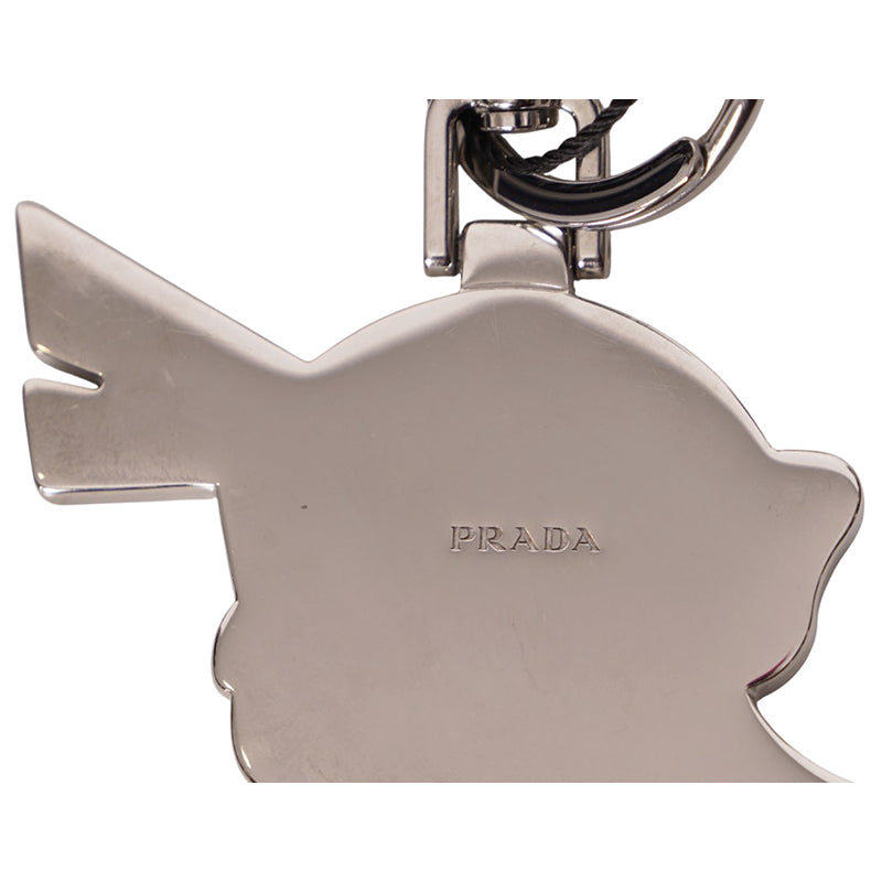NEW $590 PRADA JAMES JEAN Ivory Silver ROBOT MONKEY Key Chain BAG CHARM FOB NIB