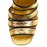 37 NEW $1290 PRADA Vintage 2006 RUNWAY Gold Leather STILETTO SANDALS HEELS NIB