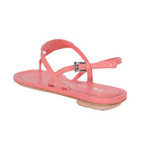 sz 37 NEW $960 PRADA Petal Pink Patent Leather LARGE LOGO Slingback SANDALS NIB