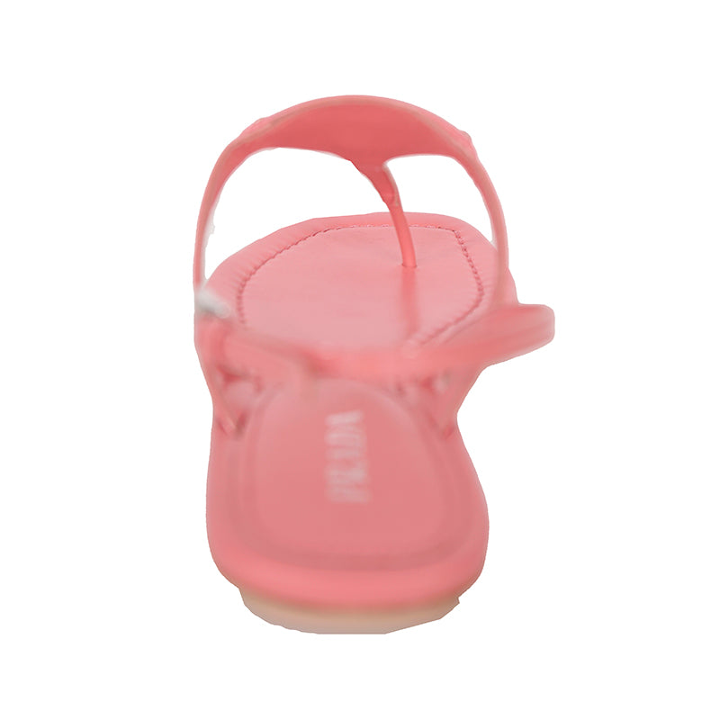 sz 37 NEW $960 PRADA Petal Pink Patent Leather LARGE LOGO Slingback SANDALS NIB