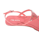 sz 37 NEW $960 PRADA Petal Pink Patent Leather LARGE LOGO Slingback SANDALS NIB