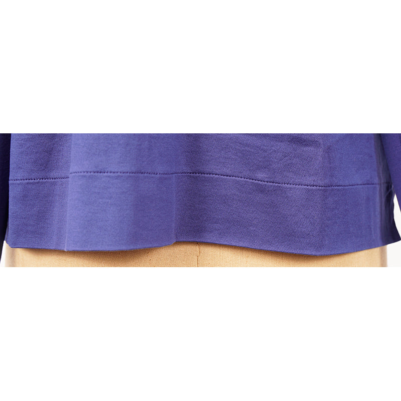 sz L NEW $1080 PRADA Men's Cina Blue Cotton RUBBER LOGO Fold Over TURTLENECK TOP
