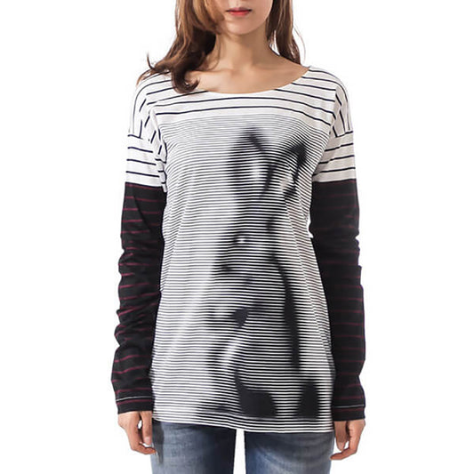 M NEW $1020 PRADA Runway Woman's White Graphic RABBIT Print Long Sleeve T-SHIRT