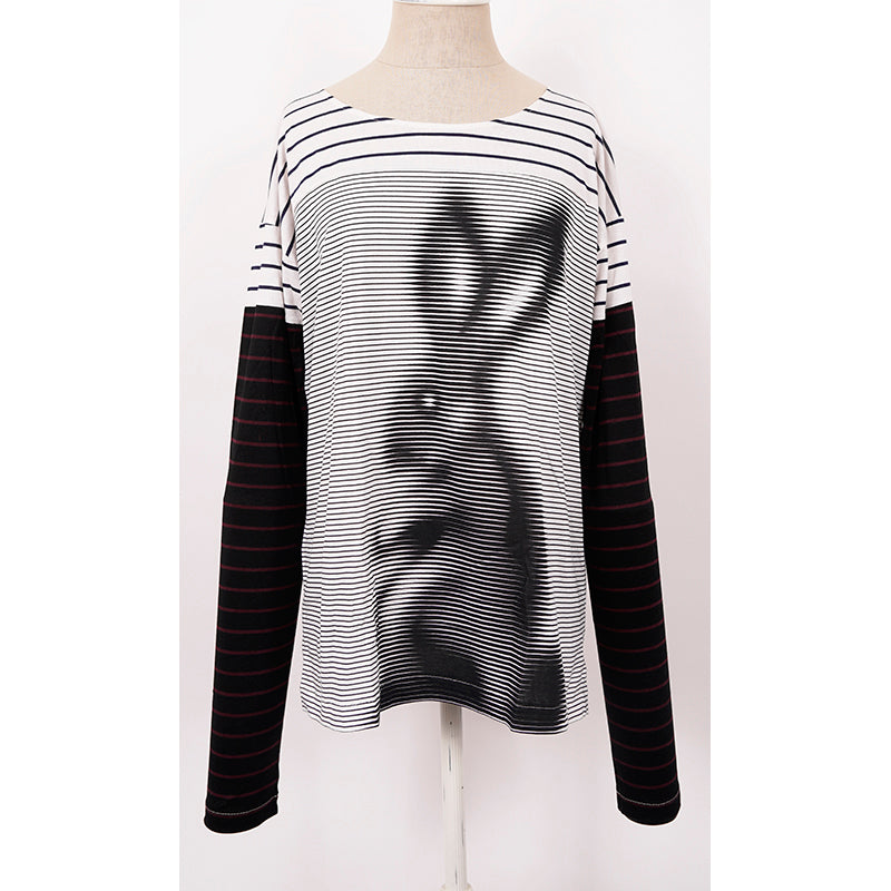 M NEW $1020 PRADA Runway Woman's White Graphic RABBIT Print Long Sleeve T-SHIRT