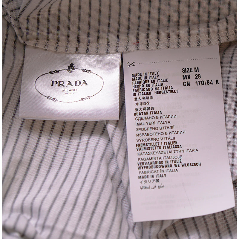 M NEW $1020 PRADA Runway Woman's White Graphic RABBIT Print Long Sleeve T-SHIRT