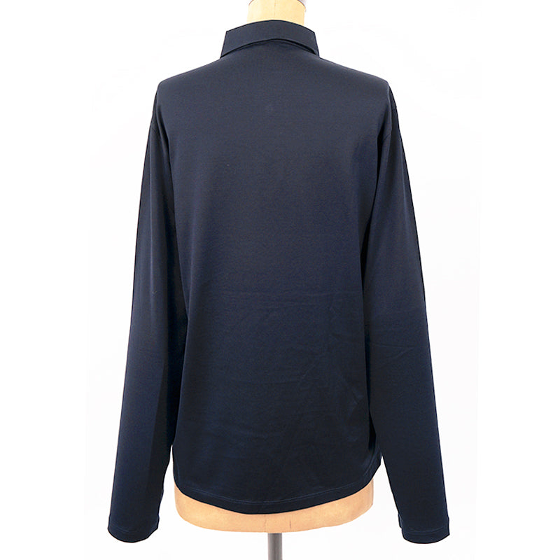 M NEW $1280 PRADA Men's Navy Blue Cotton LOGO POCKET Long Sleeve POLO SHIRT TOP