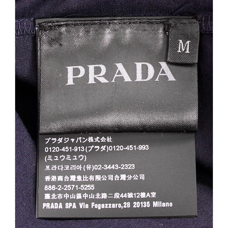 M NEW $1280 PRADA Men's Navy Blue Cotton LOGO POCKET Long Sleeve POLO SHIRT TOP