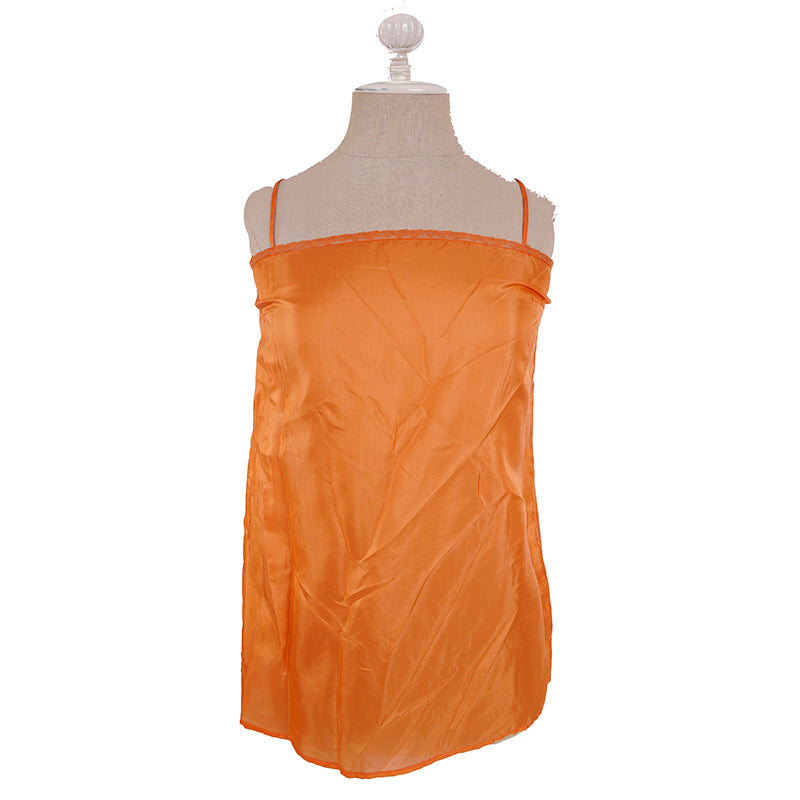 38 NEW $1,290 PRADA Orange SHEER FLORAL LACE Short Sleeve Blouse & SILK CAMI SET