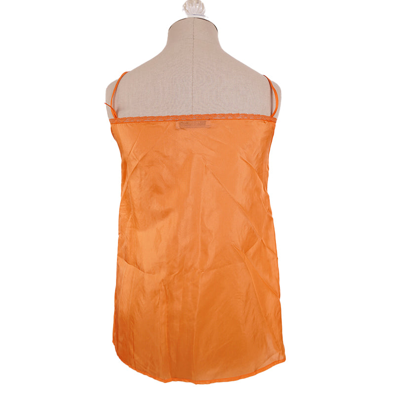 38 NEW $1,290 PRADA Orange SHEER FLORAL LACE Short Sleeve Blouse & SILK CAMI SET