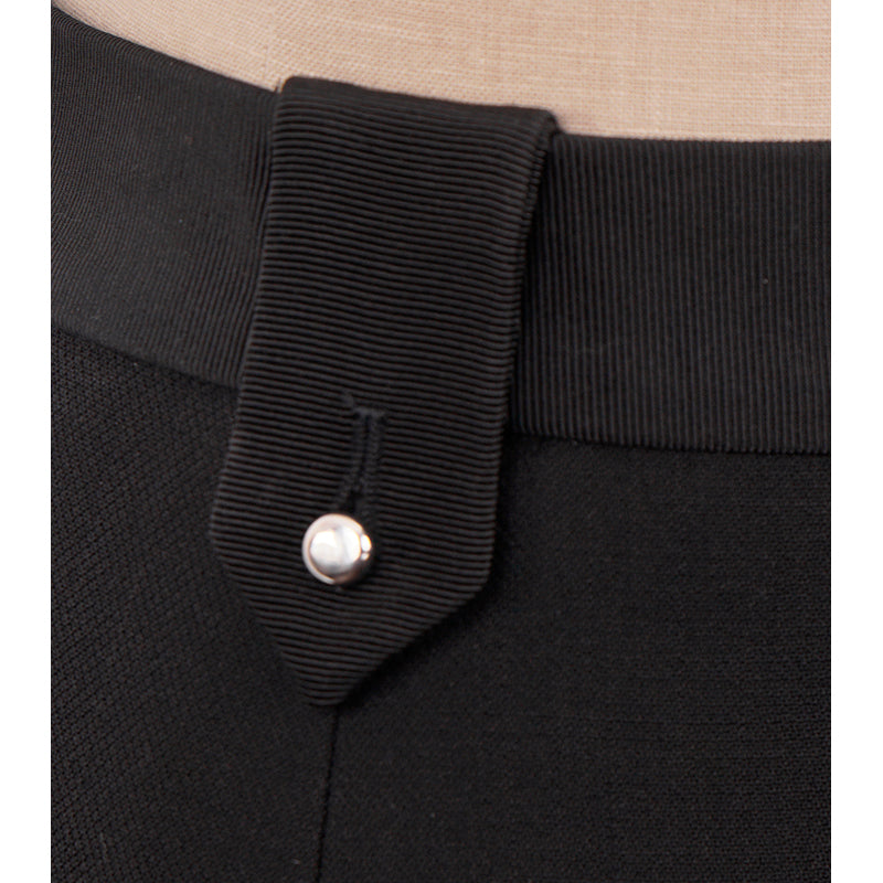 NEW $1,850 PRADA Black Grosgrain Accent 100% Virgin Wool A-Frame Suit Skirt