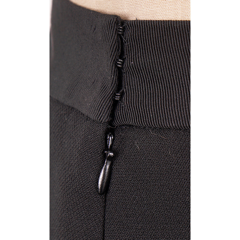 NEW $1,850 PRADA Black Grosgrain Accent 100% Virgin Wool A-Frame Suit Skirt