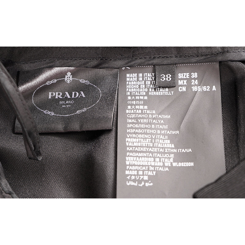 NEW $1,850 PRADA Black Grosgrain Accent 100% Virgin Wool A-Frame Suit Skirt