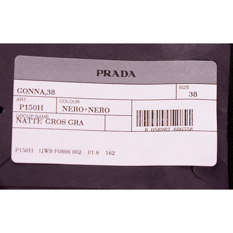 NEW $1,850 PRADA Black Grosgrain Accent 100% Virgin Wool A-Frame Suit Skirt