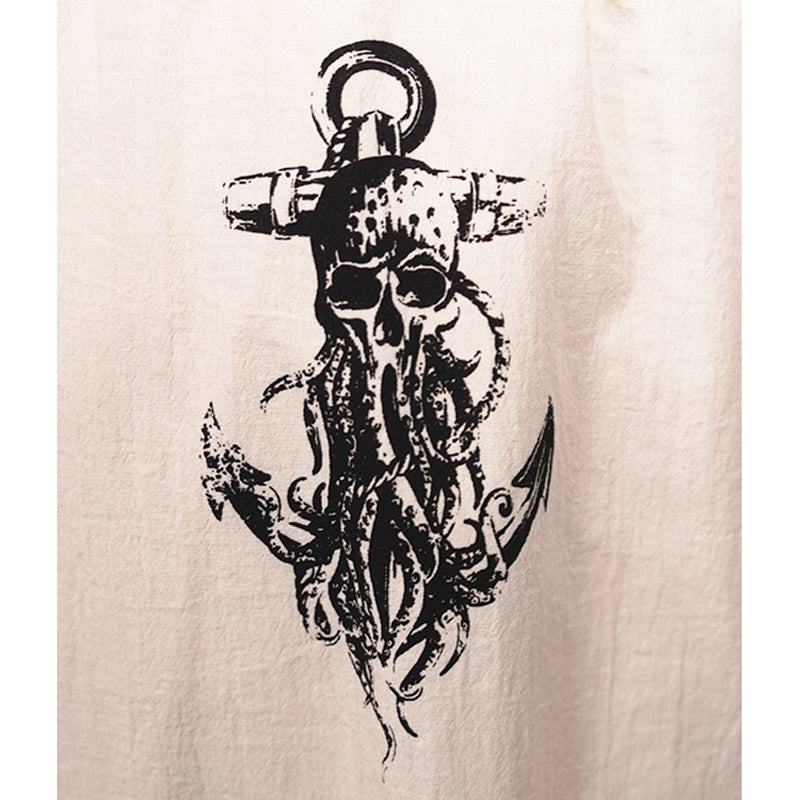 sz 44 NEW $1850 PRADA Ecru Cotton Chambray NAUTICAL MERMAID OCTOPUS SKULL Skirt