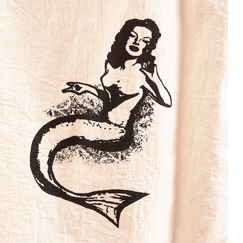 sz 44 NEW $1850 PRADA Ecru Cotton Chambray NAUTICAL MERMAID OCTOPUS SKULL Skirt