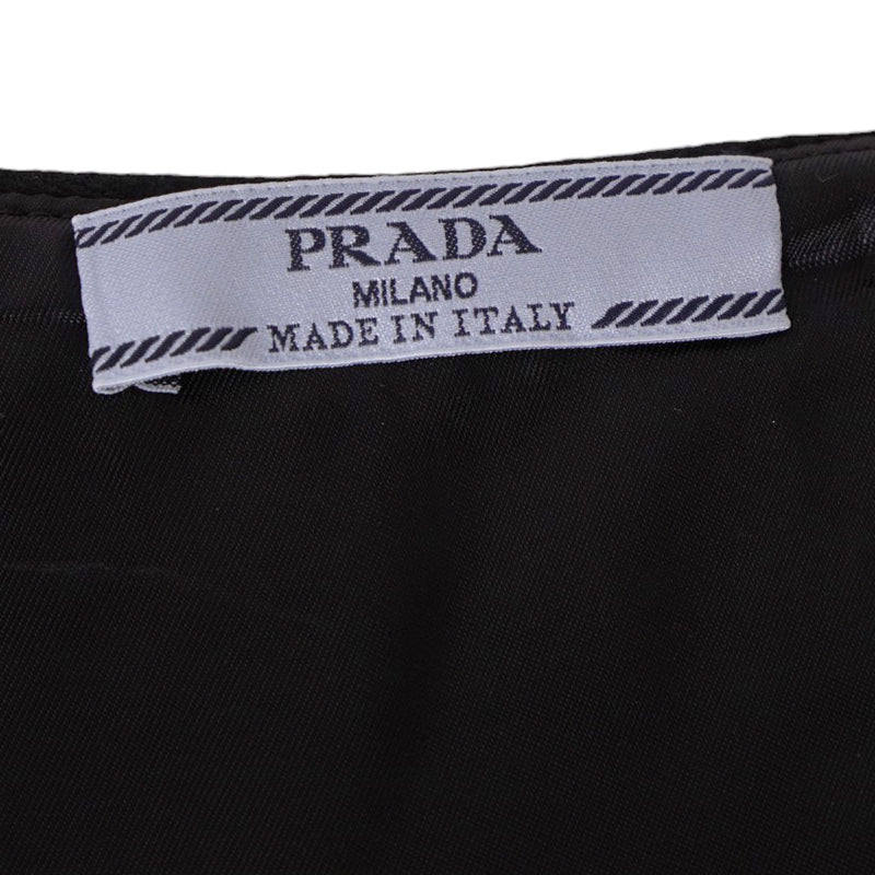 38 NEW $3,160 PRADA Black Wool LARGE METAL LOGO BUTTONS Wrap Midi PENCIL SKIRT