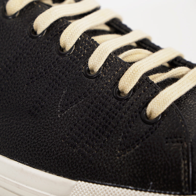 US 10.5/11/11.5/12.5/13/14 NEW $1170 PRADA Men's Black AGED-EFFECT LEATHER Red LOGO SNEAKERS