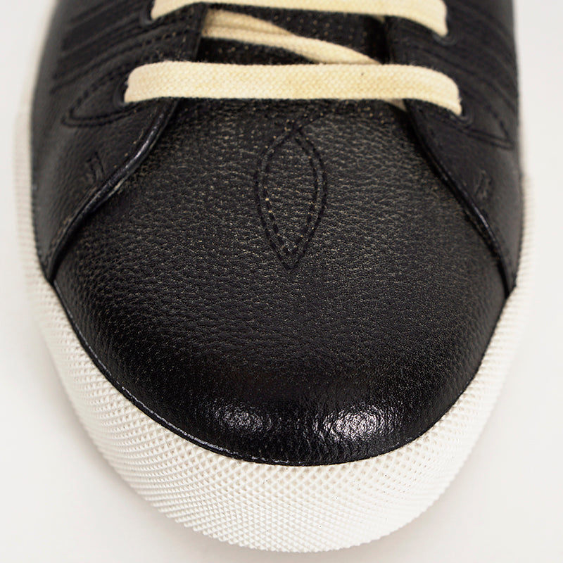 US 10.5/11/11.5/12.5/13/14 NEW $1170 PRADA Men's Black AGED-EFFECT LEATHER Red LOGO SNEAKERS