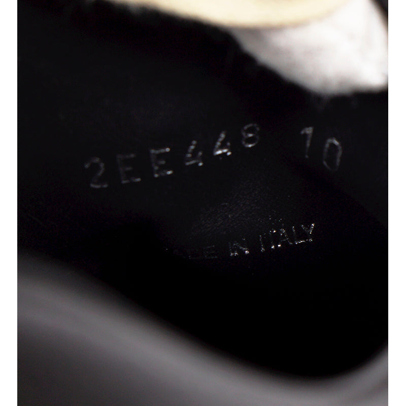 US 10.5/11/11.5/12.5/13/14 NEW $1170 PRADA Men's Black AGED-EFFECT LEATHER Red LOGO SNEAKERS