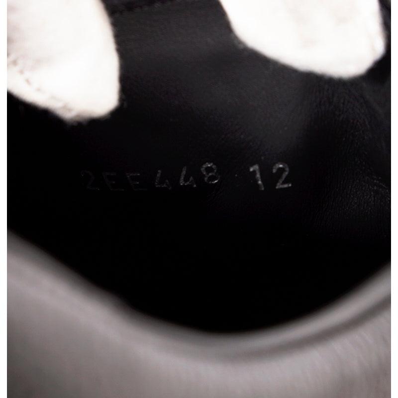 US 10.5/11/11.5/12.5/13/14 NEW $1170 PRADA Men's Black AGED-EFFECT LEATHER Red LOGO SNEAKERS