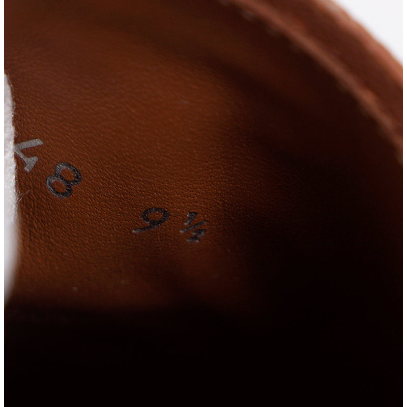 UK 9.5 US 10.5 NEW $1170 PRADA Mens Cognac AGED-EFFECT LEATHER Red LOGO SNEAKERS