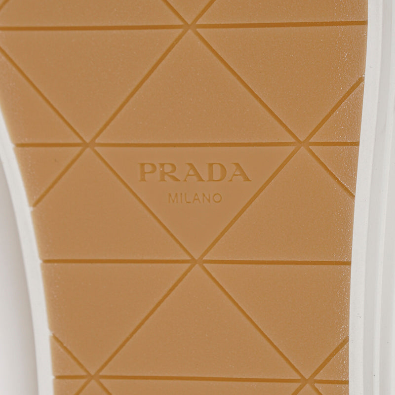US 10,11,11.5,12.5,13 NEW $1170 PRADA Mens White AGED-EFFECT LEATHER Red LOGO SNEAKERS