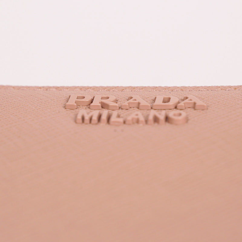 NEW $795 PRADA Nude Blush Saffiano PINK BUNNY CHARM Limited Edition Fold WALLET