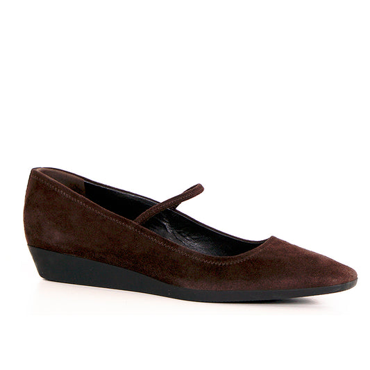 36.5 VINTAGE Y2K PRADA Brown Suede Square Toe MARY JANE Wedge HEELS NEVER WORN