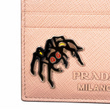 NEW $450 PRADA Nude Blush Saffiano SPIDER LIPS CHARM Limited Edition CARD CASE